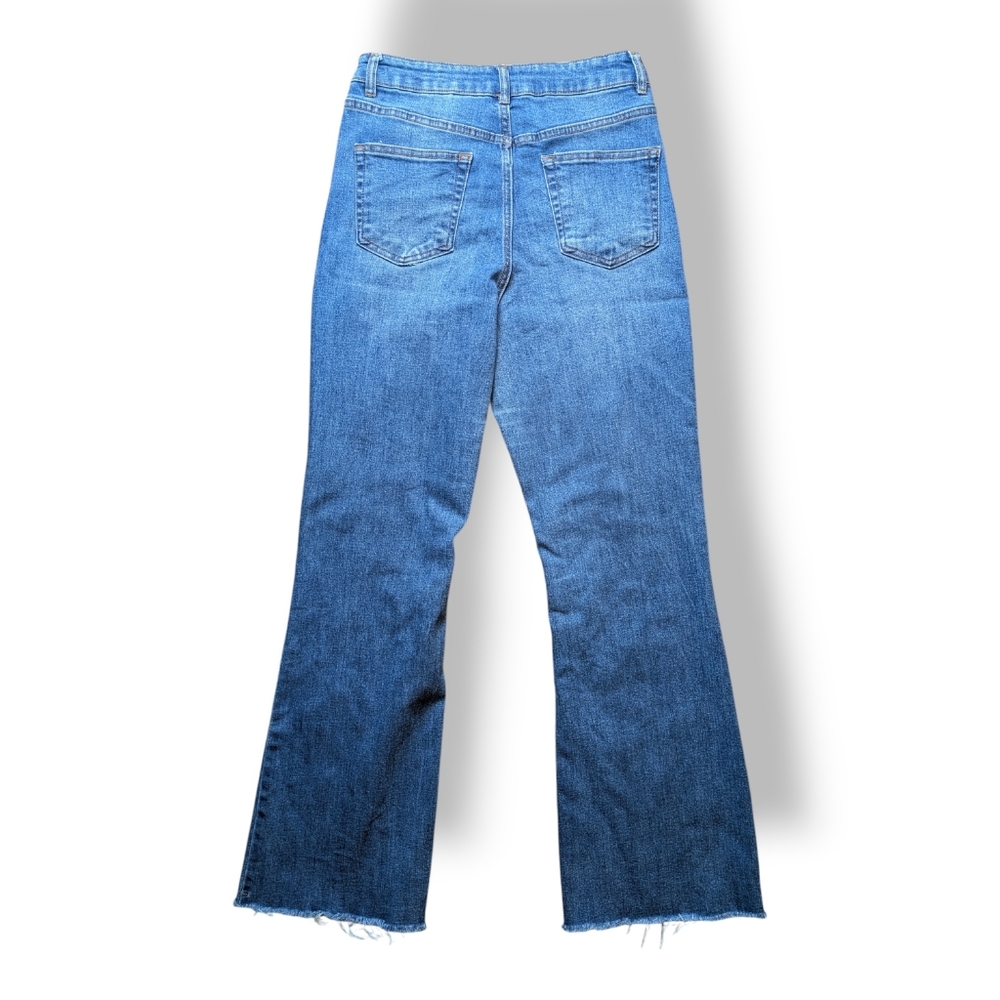 OAT New York Women's High Rise Flare Raw Hem Stretch Jeans Size 6 - Picture 12 of 14